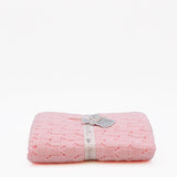 Doudou jaune en coton aux motifs sardines portugaises Couverture en tricot - Rose