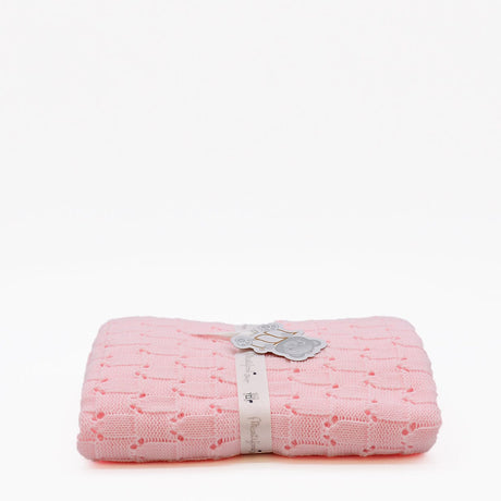 Doudou jaune en coton aux motifs sardines portugaises Couverture en tricot - Rose