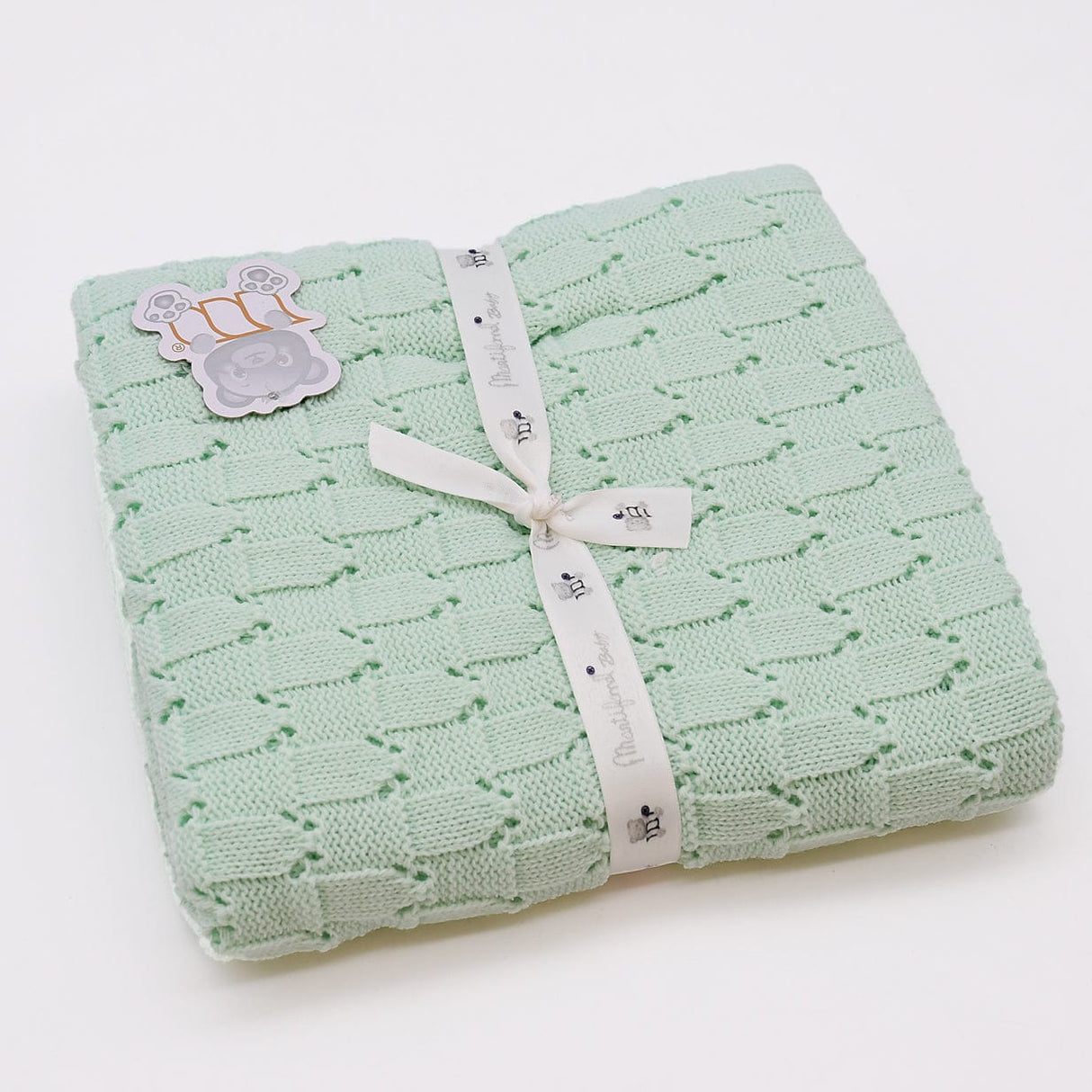 Doudou jaune en coton aux motifs sardines portugaises Couverture en tricot - Vert