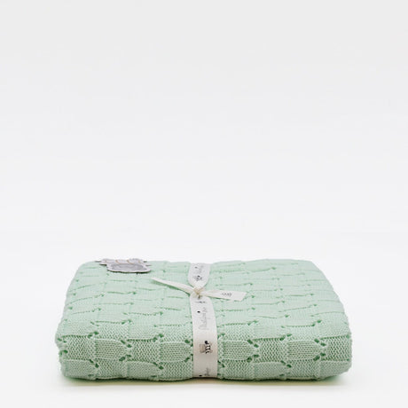 Doudou jaune en coton aux motifs sardines portugaises Couverture en tricot - Vert