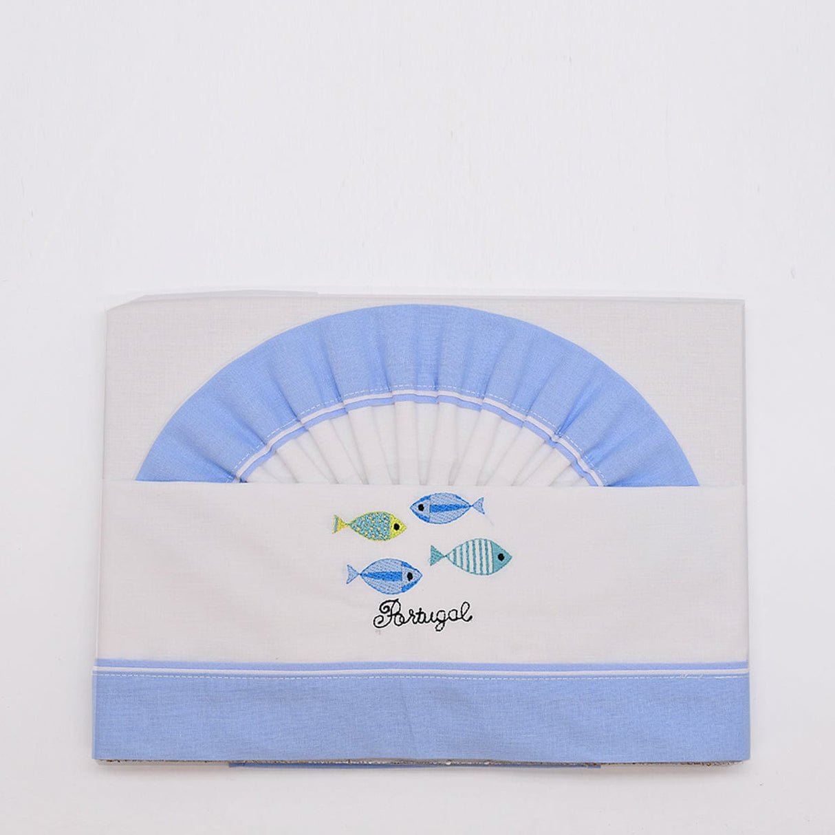 Doudou jaune en coton aux motifs sardines portugaises Tour de lit en coton "Sardinhas" - Bleu