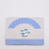 Doudou jaune en coton aux motifs sardines portugaises Tour de lit en coton "Sardinhas" - Bleu