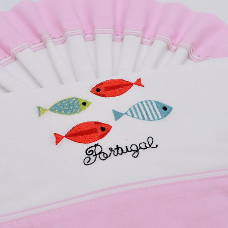 Doudou jaune en coton aux motifs sardines portugaises Tour de lit en coton "Sardinhas" - Rose