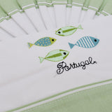 Doudou jaune en coton aux motifs sardines portugaises Tour de lit en coton "Sardinhas" - Vert