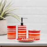 Ensemble de 3 soliflores rouge I Vases en céramique du Portugal Ensemble de salle de bains - Rouge