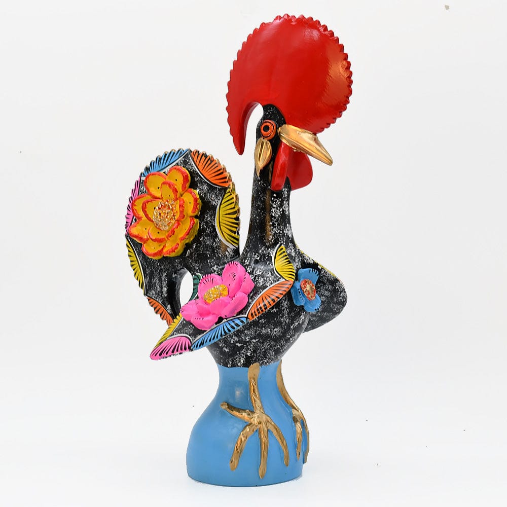 Grand Coq du Portugal noir en terre cuite Prazeres Cota Coq de Barcelos 40cm noir - Prazeres Côta