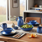 Grande assiette en grès de la collection portugaise Amazonia Assiette en grès "Amazonia" Bleue - 30cm