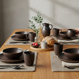 Grande assiette en grès marron portugais Assiette en grès "Café" - 29cm