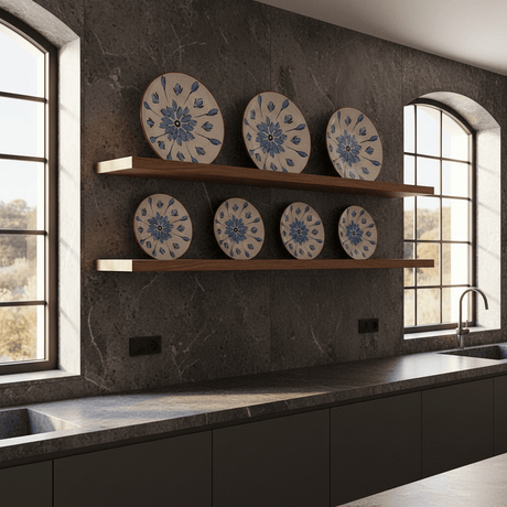 Grande assiette en terre cuite portugaise Assiette en terre cuite 28cm - Turquoise