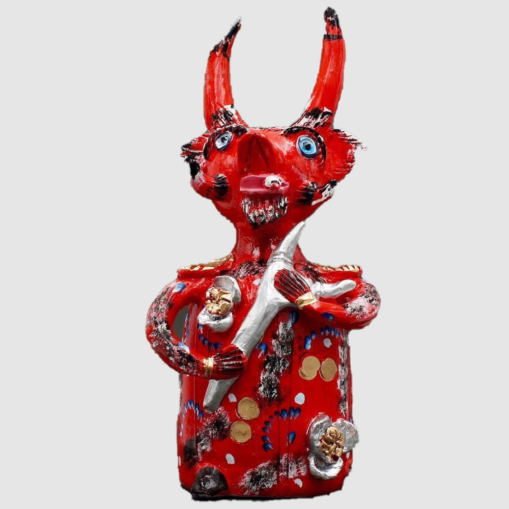 Grande figurine du Diable en terre cuite par Julia Cota Diabo com cigarro 40 cm - Júlia Côta