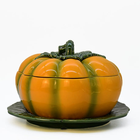 Grande soupière en forme de citrouille I Vaisselle traditionnelle portugaise Soupière en céramique en forme de citrouille