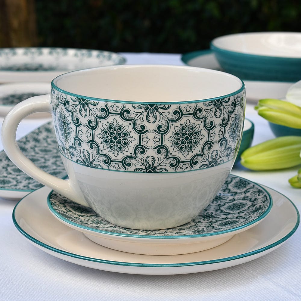 Grande tasse portugaise motifs azulejos verts et blancs Grande tasse en céramique "Padrão" - Verte