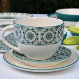 Grande tasse portugaise motifs azulejos verts et blancs Grande tasse en céramique "Padrão" - Verte
