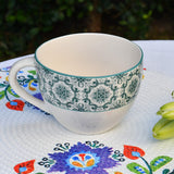 Grande tasse portugaise motifs azulejos verts et blancs Grande tasse en céramique "Padrão" - Verte