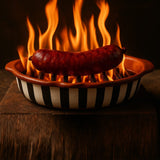 Grille Chorizo portugais I Assador de chouriço Grille Chouriço rayé "Costa Nova Mar" - Bleu