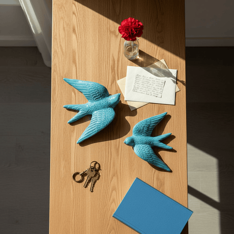 Hirondelle murale en céramique bleu ciel du Portugal Hirondelle en céramique - Turquoise