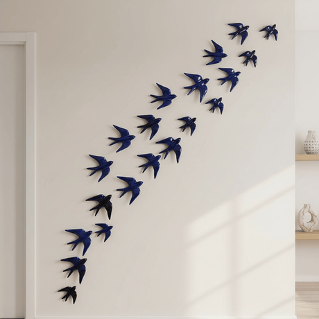 Hirondelle murale en céramique bleu cobalt du Portugal Hirondelle en céramique - Bleu cobalt