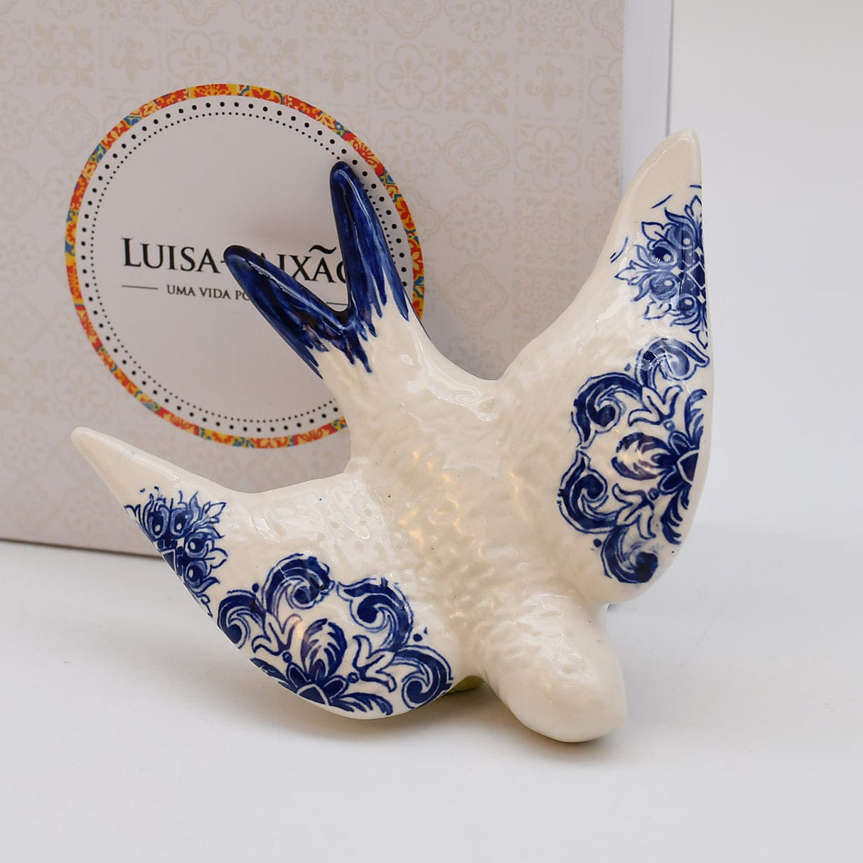 Hirondelle portugaise aux motifs azulejos bleus – Cadeau symbolique Luisa Paixão Coffret hirondelle "Azulejos" - Bleu