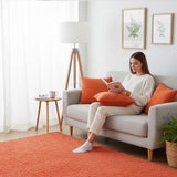 Housse de coussin orange de grandes dimensions Housse de coussin artisanale 60x60 - Orange