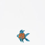 mobile poisson en céramique orange et bleu Suspension en céramique 11x10cm
