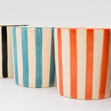 Mug en céramique portugaise rayé orange et blanc Mug rayé "Costa Nova Mar" - Rouge