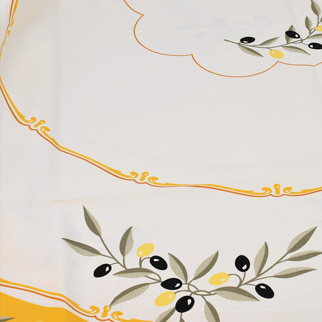 Nappe portugaise jaune motifs oliviers – Coton & polyester facile à entretenir Nappe en coton "Azeitona" - Jaune