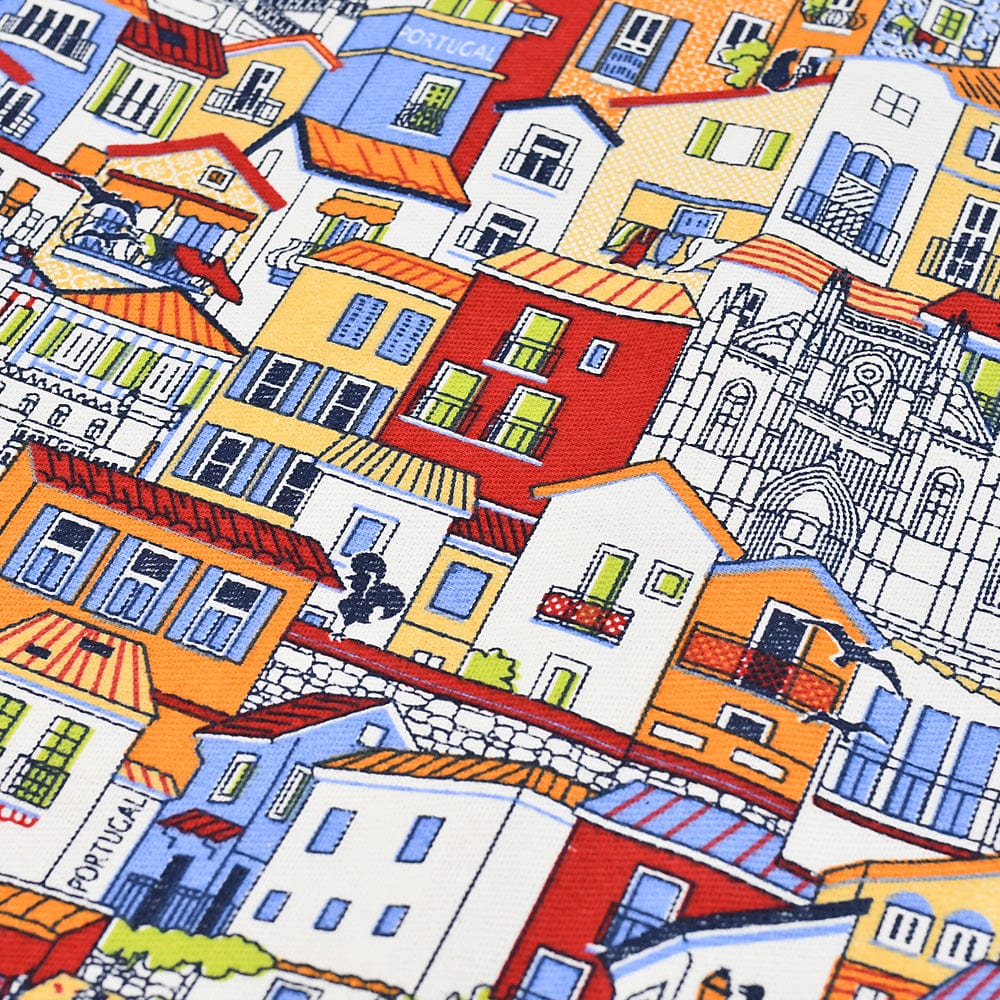 Nappe portugaise motifs façades colorées Nappe en coton "Janelas"