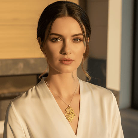 Pendentif Coeur de Viana en argent doré 7 cm I Bijoux du Portugal Coração de Viana I Pendentif en argent doré - 7 cm