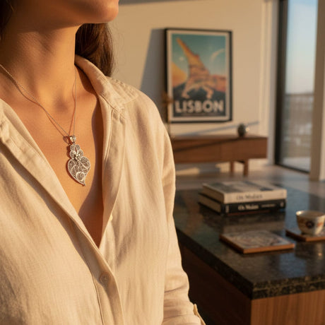 Pendentif Coraçao de Viana en argent 6cm I Vente en ligne France Coração de Viana I Pendentif en argent - 6cm