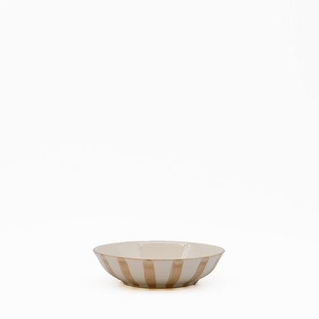 Petite coupe en céramique rayée moka et blanc Petite coupe rayée "Costa Nova Mar" - Moka