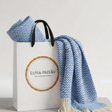 Plaid en coton bleu motifs chevrons I Artisanat du Portugal en ligne Plaid en coton "Chevrons" - Bleu