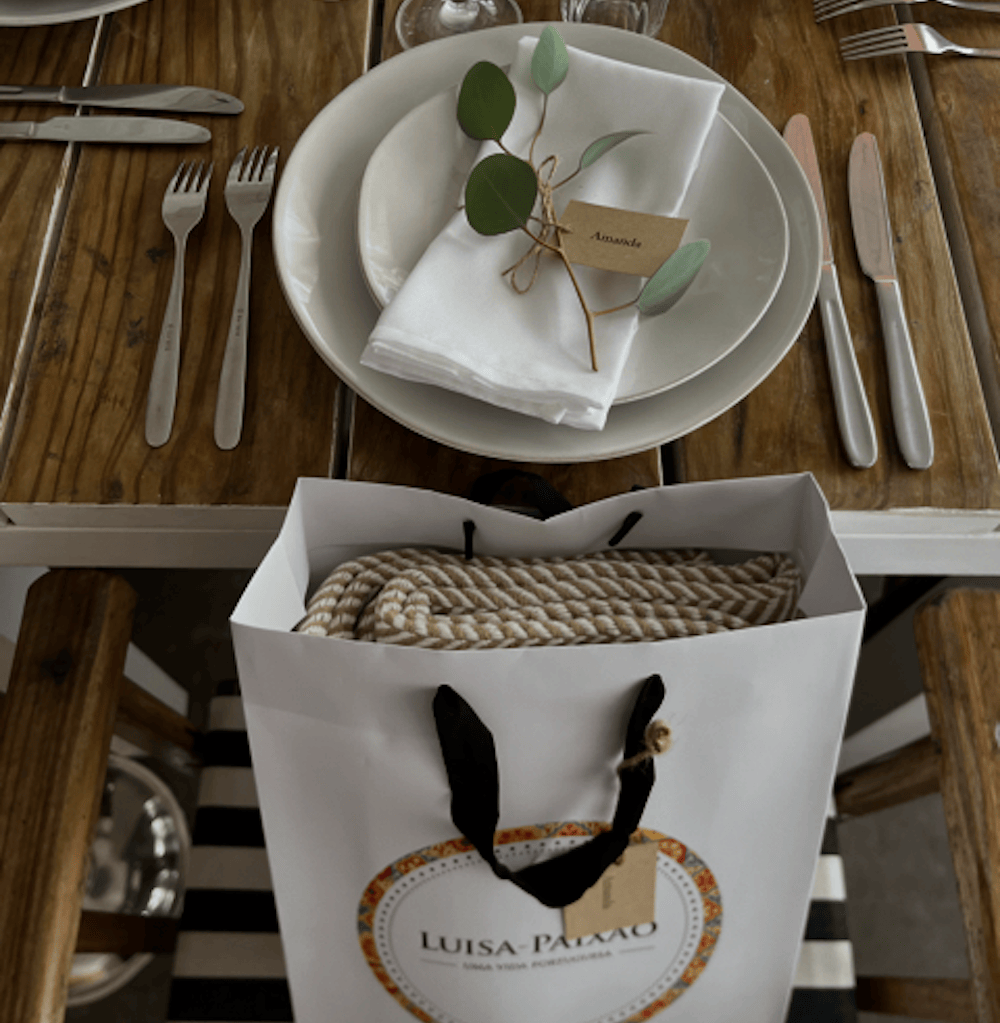 Plaid en coton bleu motifs chevrons I Artisanat du Portugal en ligne Plaid en coton "Chevrons" - Camel