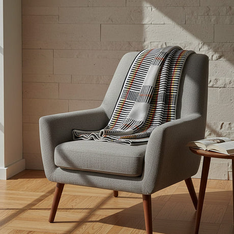 Plaid portugais Mantas de Mira de Aire gris Plaid traditionnel portugais à galon - Gris