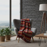 Plaid traditionnel Portugais Bordeaux Plaid traditionnel à frange "Manta de Mira de Aire" -  Bordeaux