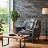 Plaid traditionnel portugais Gris moyen Plaid traditionnel à frange "Manta de Mira de Aire" - Gris moyen