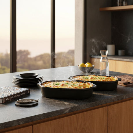 Plat à four rectangulaire noir en grès | Portugal | Luisa Paixão Plats à four en grès