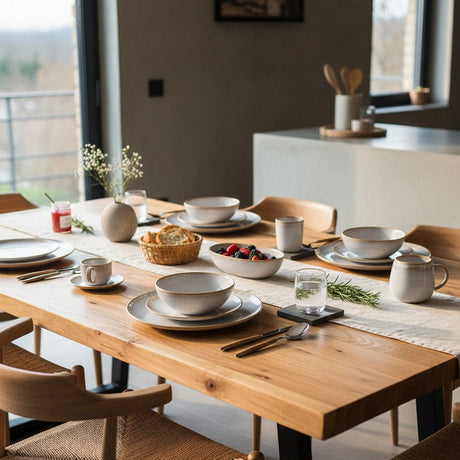 Plat de service en grès blanc de la collection portugaise Amazonia Plat ovale en grès "Amazonia" Blanc - 25cm