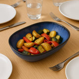 Plat de service en grès bleu de la collection portugaise Amazonia Plat ovale en grès "Amazonia" Bleu - 25cm