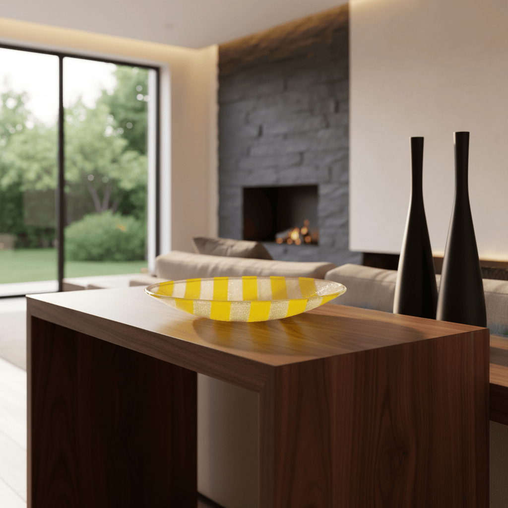 Plat de service en verre jaune I Artisanat portugais Plat en verre "Marinha Grande" - Jaune