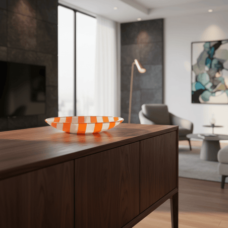 Plat de service en verre orange I Artisanat portugais Plat en verre "Marinha Grande" - Orange