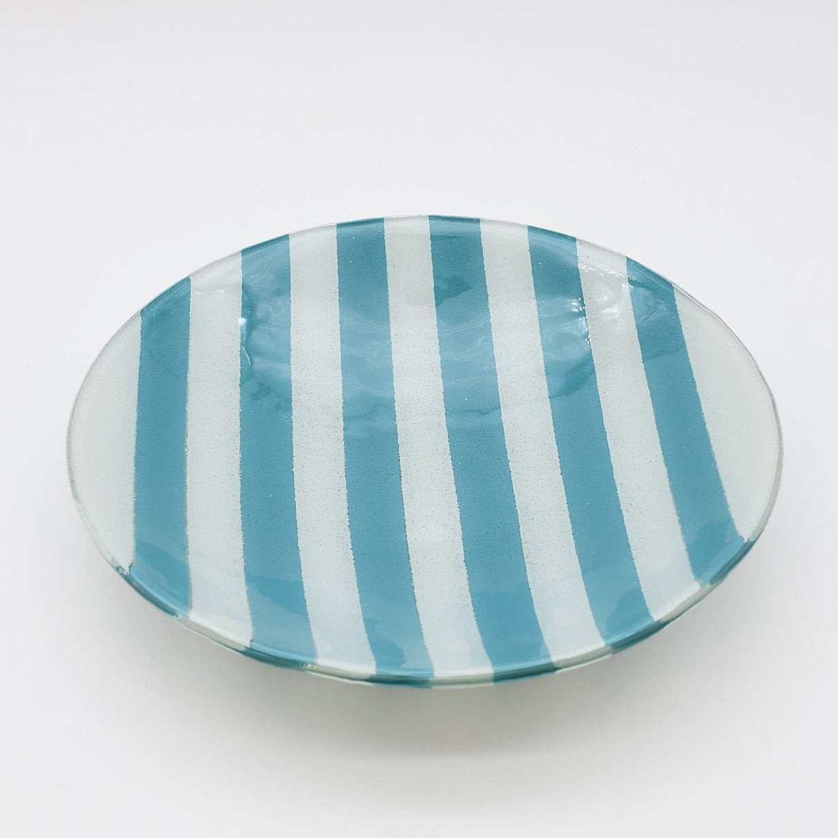 Plat de service en verre turquoise I Artisanat portugais Plat en verre "Marinha Grande" - Turquoise