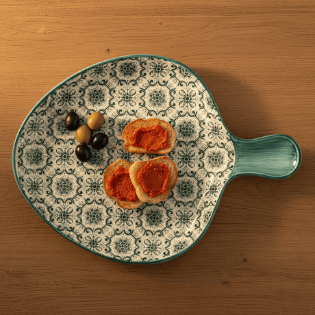 Plat ovale en céramique motifs azulejos verts Plat en céramique "Padrão" - Vert