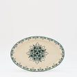 Plat ovale en céramique vert et blanc motifs Azulejos 26cm  Plat ovale en céramique "Brasão" 26cm - Vert