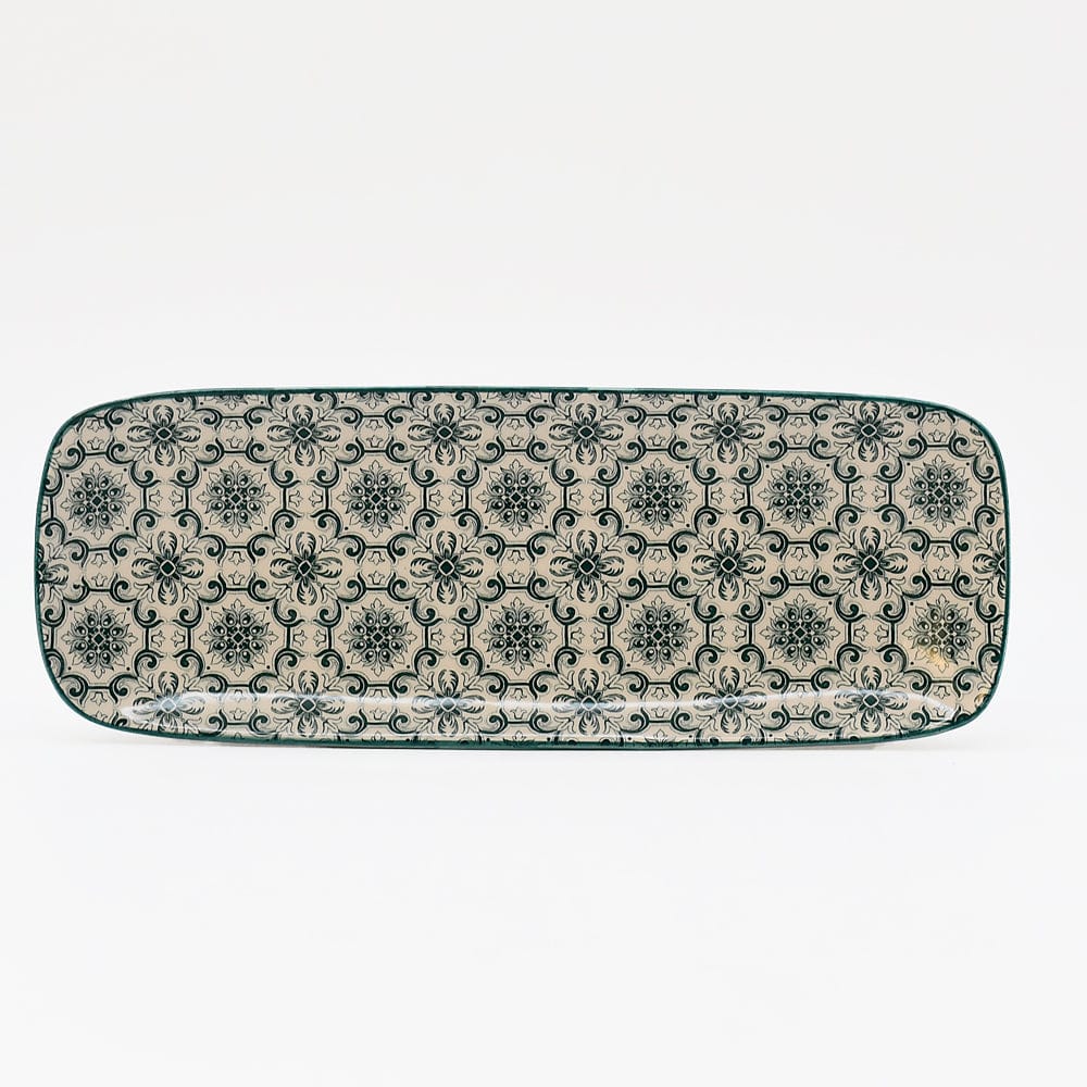 Plat rectangulaire en céramique motifs Azulejos verts et blancs 22cm Plat en céramique "Padrão" 22cm - Vert