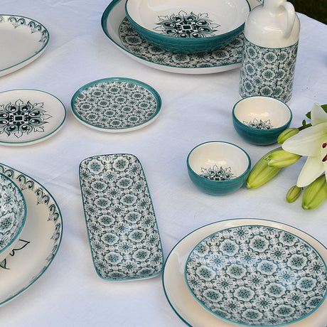 Plat rectangulaire en céramique motifs azulejos verts et blancs Plat en céramique "Padrão" - Vert