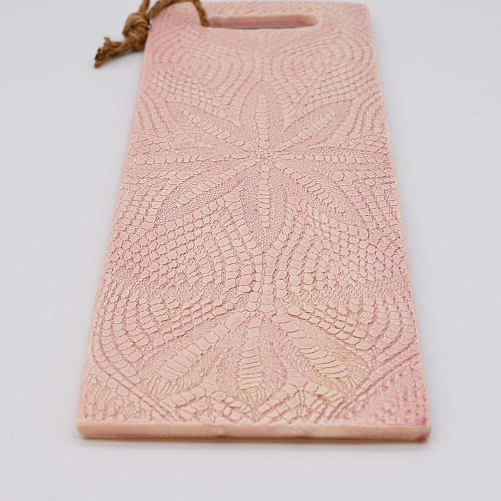 Plateau en céramique rose I Motifs dentelles portugaises Plateau de service "Renda"  - Rose