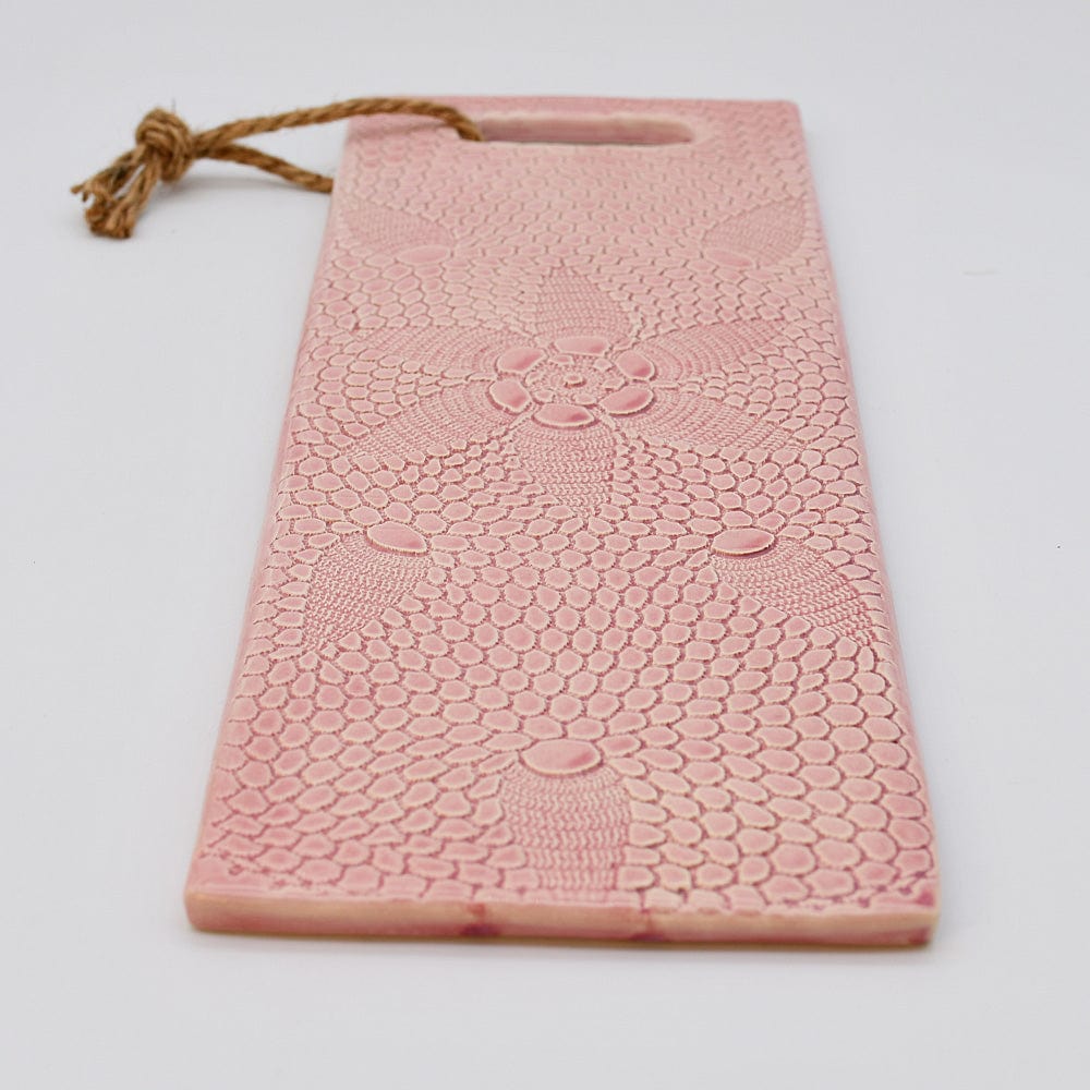 Plateau en céramique rose I Motifs dentelles portugaises Plateau de service "Renda"  - Rose