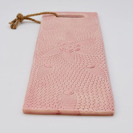 Plateau en céramique rose I Motifs dentelles portugaises Plateau de service "Renda"  - Rose