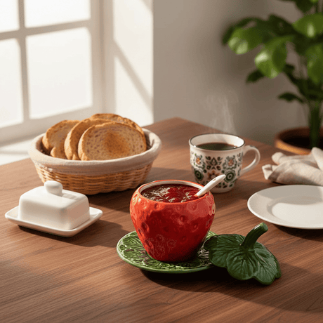 Pot en forme de fraise I Vaisselle portugaise Pot en céramique en forme de fraise - 15cm