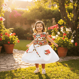 Robe enfant portugaise blanche à motifs floraux Viana Robe enfant à motifs Viana - Blanche